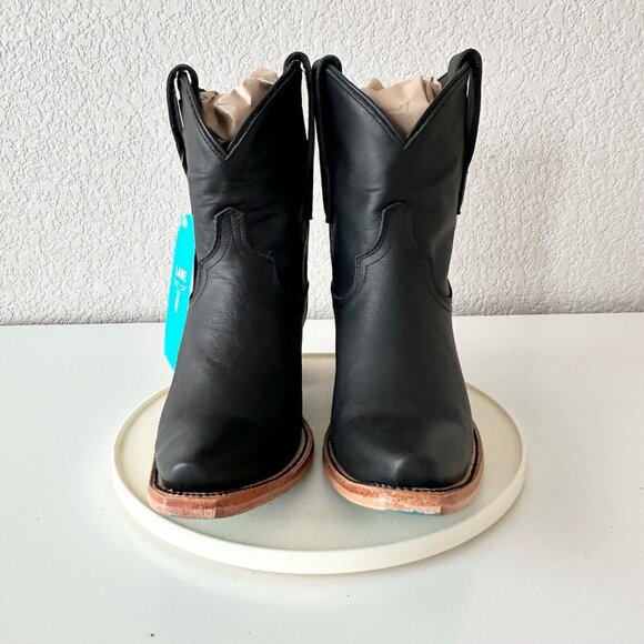 Lane EMMA JANE Womens Cowboy Bootie 7 Black Leather Western Cowgirl Short Boots - Picture 5 of 10